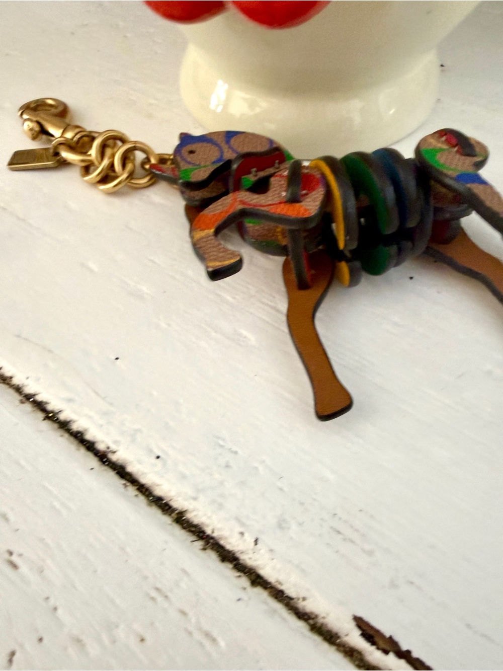 Coach Multicolor Leather Horse Charm/Keychain with Gold Hardware - Picture 3 of 9